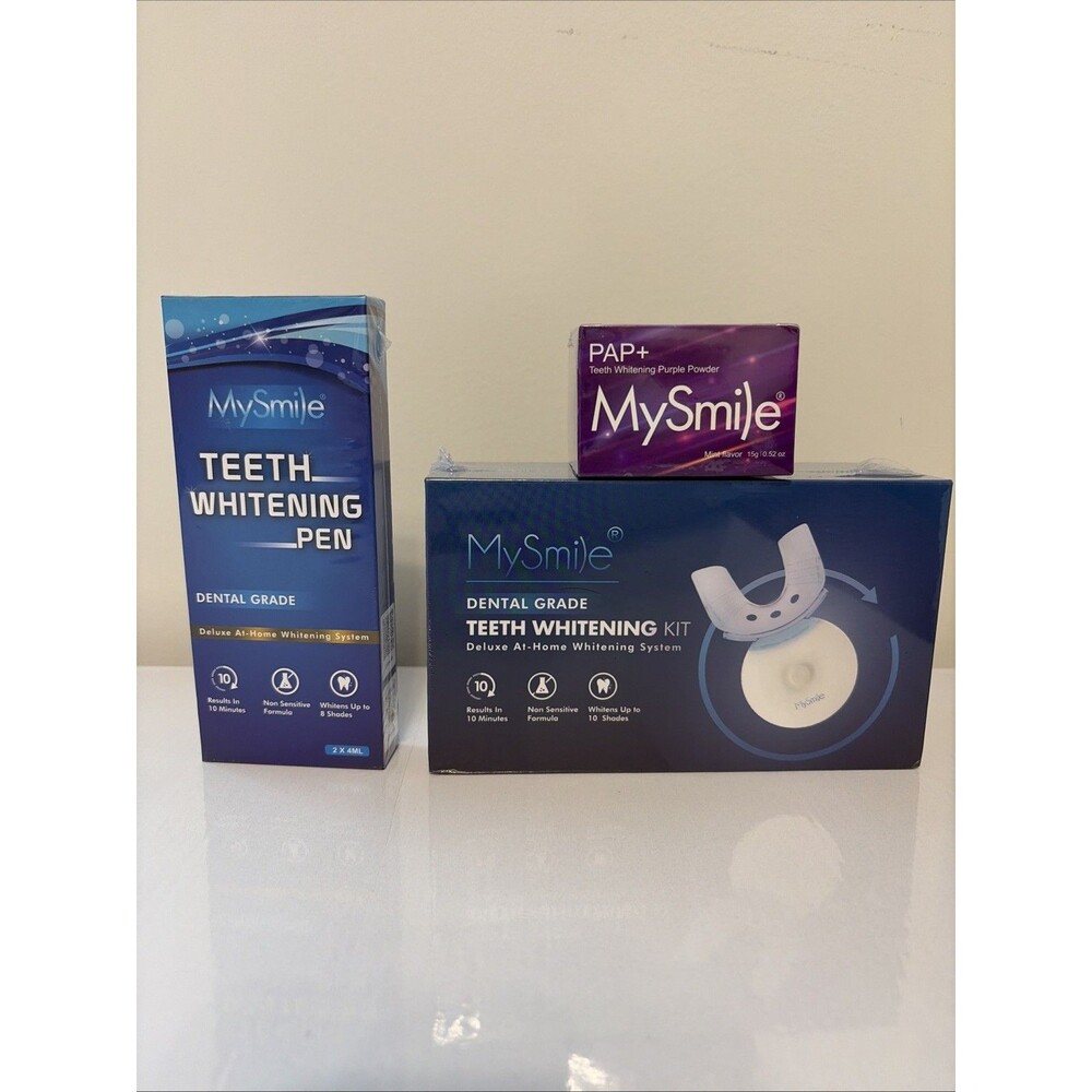 MySmile Teeth Whitening Bundle Kit LED Light PAP+ Purple Powder & Pen Lot New